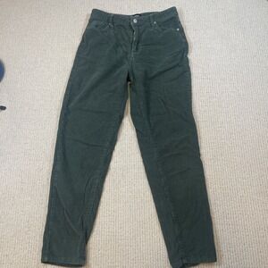 BDG Pants Womens 26 Green Corduroy Mom High Rise Straight Taper Relax 5 Pocket